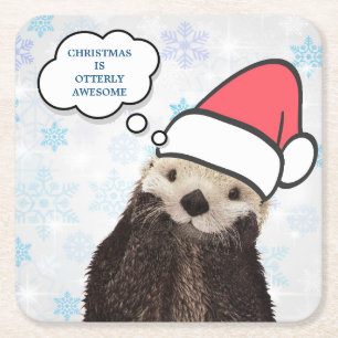 Dessous-de-verre Carré En Papier Noël est vraiment génial Otter Pun