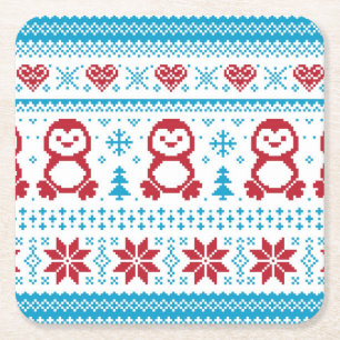 Dessous-de-verre Carré En Papier Noël et l'hiver ont tricoté le motif