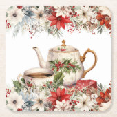 Dessous-de-verre Carré En Papier Noël Floral Tea Fête (Devant)