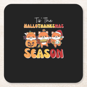 Dessous-de-verre Carré En Papier Noël Halloween C'Est La Saison Hallothanksmas