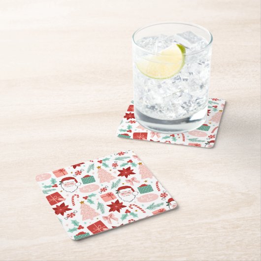 Dessous-de-verre Carré En Papier Noël joyeux (En situation)