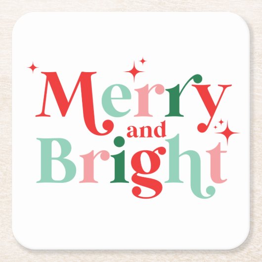 Dessous-de-verre Carré En Papier noël joyeux et rouge rose vif (Devant)