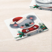 Dessous-de-verre Carré En Papier Noël Koala 3 (Incliné)