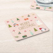 Dessous-de-verre Carré En Papier Noël mignon (Incliné)