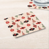 Dessous-de-verre Carré En Papier Noël moderne du milieu du siècle (Incliné)