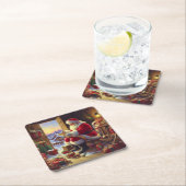 Dessous-de-verre Carré En Papier Noël Père Noël 2 (En situation)