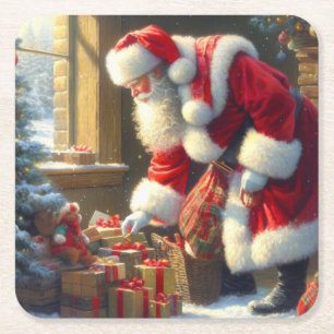 Dessous-de-verre Carré En Papier Noël Père Noël 3