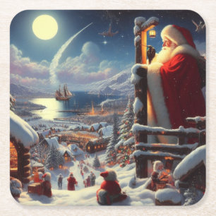 Dessous-de-verre Carré En Papier Noël Père Noël 5
