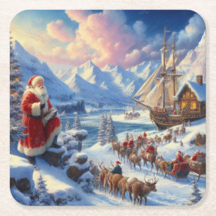 Dessous-de-verre Carré En Papier Noël Père Noël 6