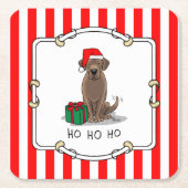 Dessous-de-verre Carré En Papier Noël Père Noël Chocolat Labrador Retriever Cute (Devant)