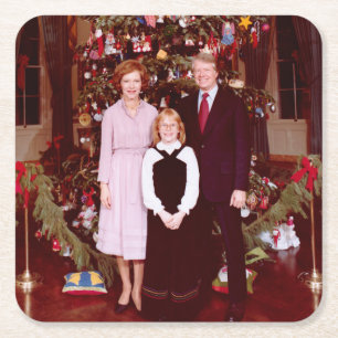 Dessous-de-verre Carré En Papier Noël Président James Jimmy Carter Maison Blanche
