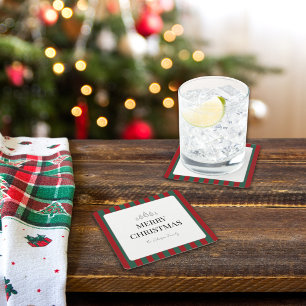 Dessous-de-verre Carré En Papier Noël rayé classique