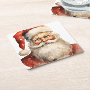 Dessous-de-verre Carré En Papier Noël rétro du Père Noël