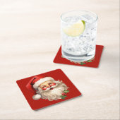 Dessous-de-verre Carré En Papier Noël rétro Holly Jolly Santa Claus (En situation)