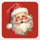 Dessous-de-verre Carré En Papier Noël rétro Holly Jolly Santa Claus (Devant)