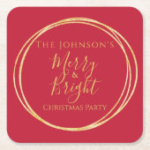 Dessous-de-verre Carré En Papier Noël Rouge or (Devant)