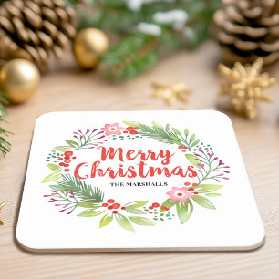 Dessous-de-verre Carré En Papier Noël rouge personnalisé