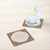 Dessous-de-verre Carré En Papier Noël Rouge Vert Mi-Siècle Étoiles Personnalisé (En situation)