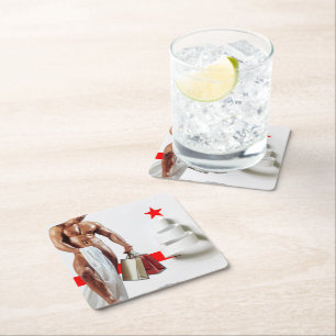 Dessous-de-verre Carré En Papier Noël SlipperyJoe présente sexy rouge star vacances