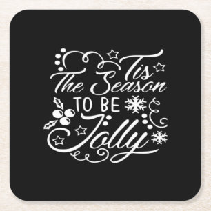 Dessous-de-verre Carré En Papier Noël Soirée Joyeux Noël C'Est La Saison Jolly