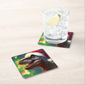 Dessous-de-verre Carré En Papier Noël T-Rex 2 (En situation)