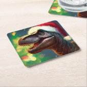 Dessous-de-verre Carré En Papier Noël T-Rex 2 (Incliné)