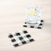 Dessous-de-verre Carré En Papier Noir Blanc Argent Russe rayures Noël (En situation)