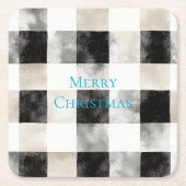 Dessous-de-verre Carré En Papier Noir Blanc Argent Russe rayures Noël (Devant)