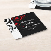 Dessous-de-verre Carré En Papier Noir Blanc Rouge Inverse Swirl Personnalisé (Incliné)