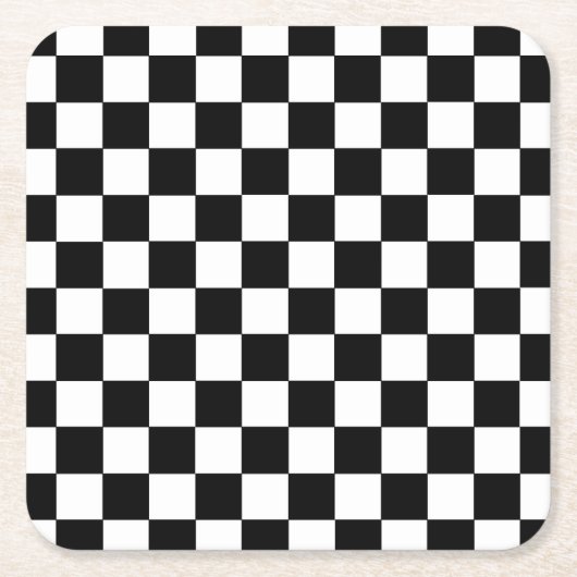 Dessous-de-verre Carré En Papier Noir et blanc Checkered (Devant)