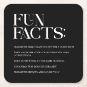 Dessous-de-verre Carré En Papier Noir et blanc Fun Fun Faits Mariage (Devant)