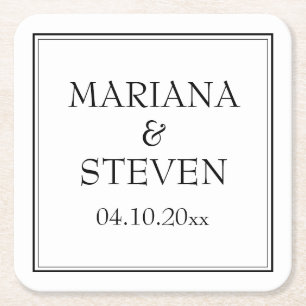 Dessous-de-verre Carré En Papier Noir et blanc minimaliste moderne