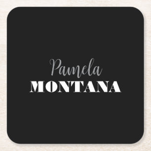 Dessous-de-verre Carré En Papier Noir minimaliste personnel moderne