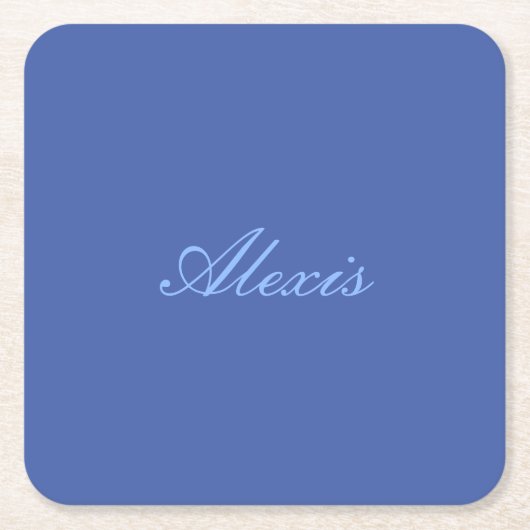 Dessous-de-verre Carré En Papier Nom Calligraphie Script Simple Bleu (Devant)