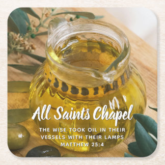 Dessous-de-verre Carré En Papier Nom de l'Église Bible Verse