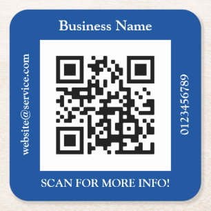 Dessous-de-verre Carré En Papier Nom d'entreprise de code QR, promotion de site Web