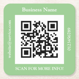 Dessous-de-verre Carré En Papier Nom d'entreprise de code QR, promotion de site Web