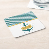 Dessous-de-verre Carré En Papier Nom du bateau nautique Personnalisé (Incliné)