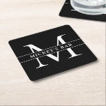 Dessous-de-verre Carré En Papier Nom du monogramme personnalisé<br><div class="desc">Ce tapis de bar personnalisé est un grand cadeau pour n'importe qui dans votre vie! Wouah vos amis et votre famille avec ce design classique et élégant qui peut être personnalisé à votre goût.</div>