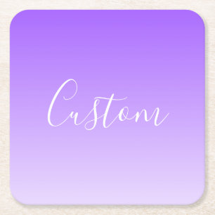 Dessous-de-verre Carré En Papier Nom en écriture cursive & ombre légère violette mo