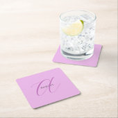 Dessous-de-verre Carré En Papier Nom Monogramme Lettre initiale Orchid & Lilac (En situation)