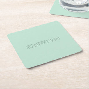 Dessous-de-verre Carré En Papier Nom personnalisable "Snuggles" vert menthe