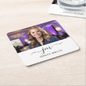 Dessous-de-verre Carré En Papier Nom personnalisé élégant moderne Monogramme Script (Incliné)