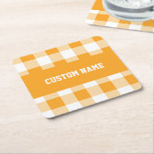 Dessous-de-verre Carré En Papier Nom personnalisé En vichy Motif (Incliné)