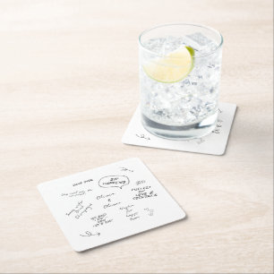 Dessous-de-verre Carré En Papier Nom personnalisé, note d'amour drôle écriture manu