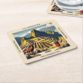 Dessous-de-verre Carré En Papier Nom personnalisé Pérou Machu Picchu (Incliné)