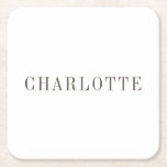 Dessous-de-verre Carré En Papier Nom professionnel minimaliste élégant<br><div class="desc">Différentes options de taille et de type,  Outil de création facile à utiliser. Vous n'avez qu'à modifier le nom.</div>