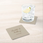 Dessous-de-verre Carré En Papier Noms de calligraphie créative mariage Date (En situation)