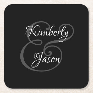 Dessous-de-verre Carré En Papier Noms de couple à faire soi-même, écriture blanche 