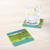 Dessous-de-verre Carré En Papier Notes de champ - Art vert Abstrait (En situation)